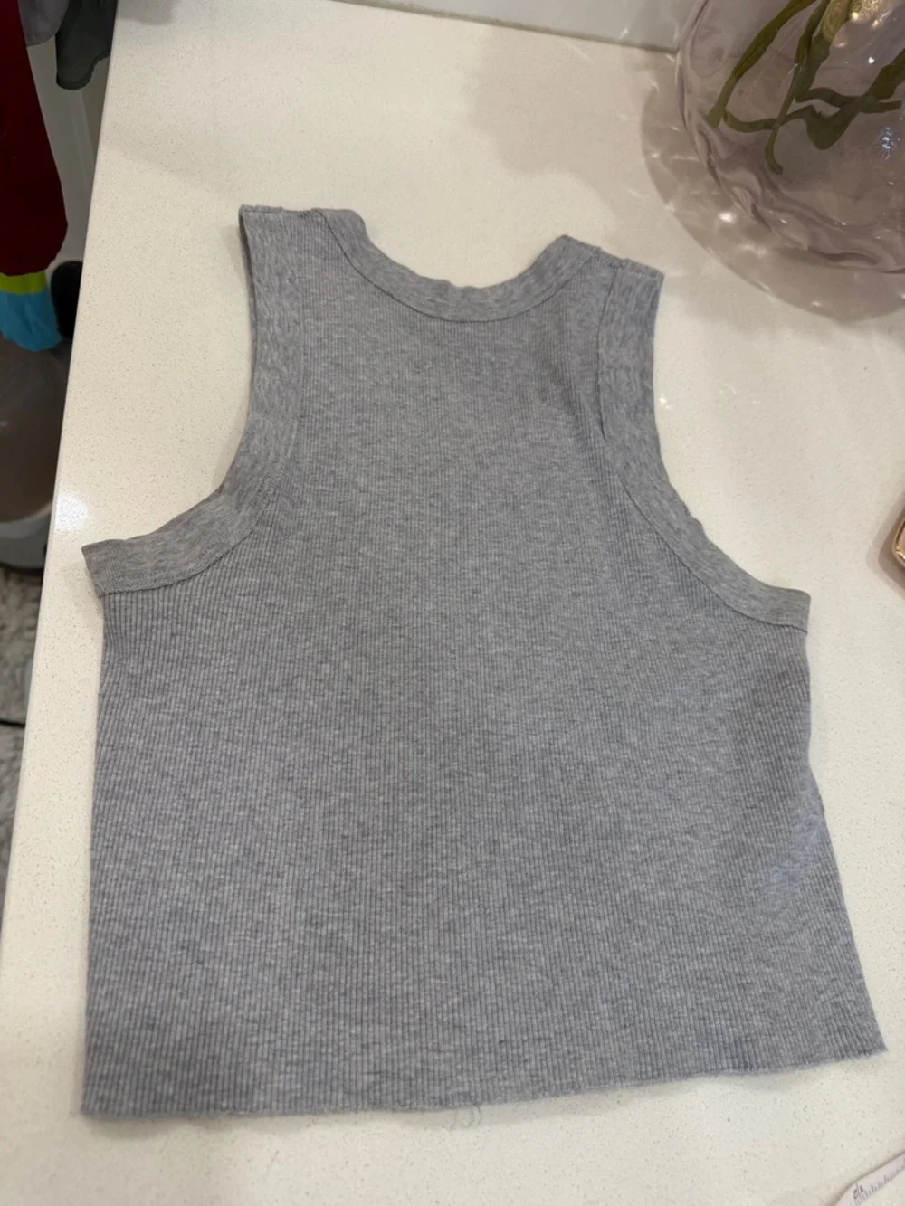 Brandy Melville Gray Ribbed Crop Tank - Picture 5 of 6